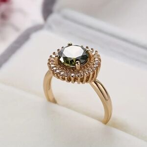 Olive Green & Clear CZs Ring